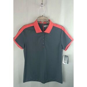 NWT NIKE polo shirt women size M golf dri fit black red short sleeve collar